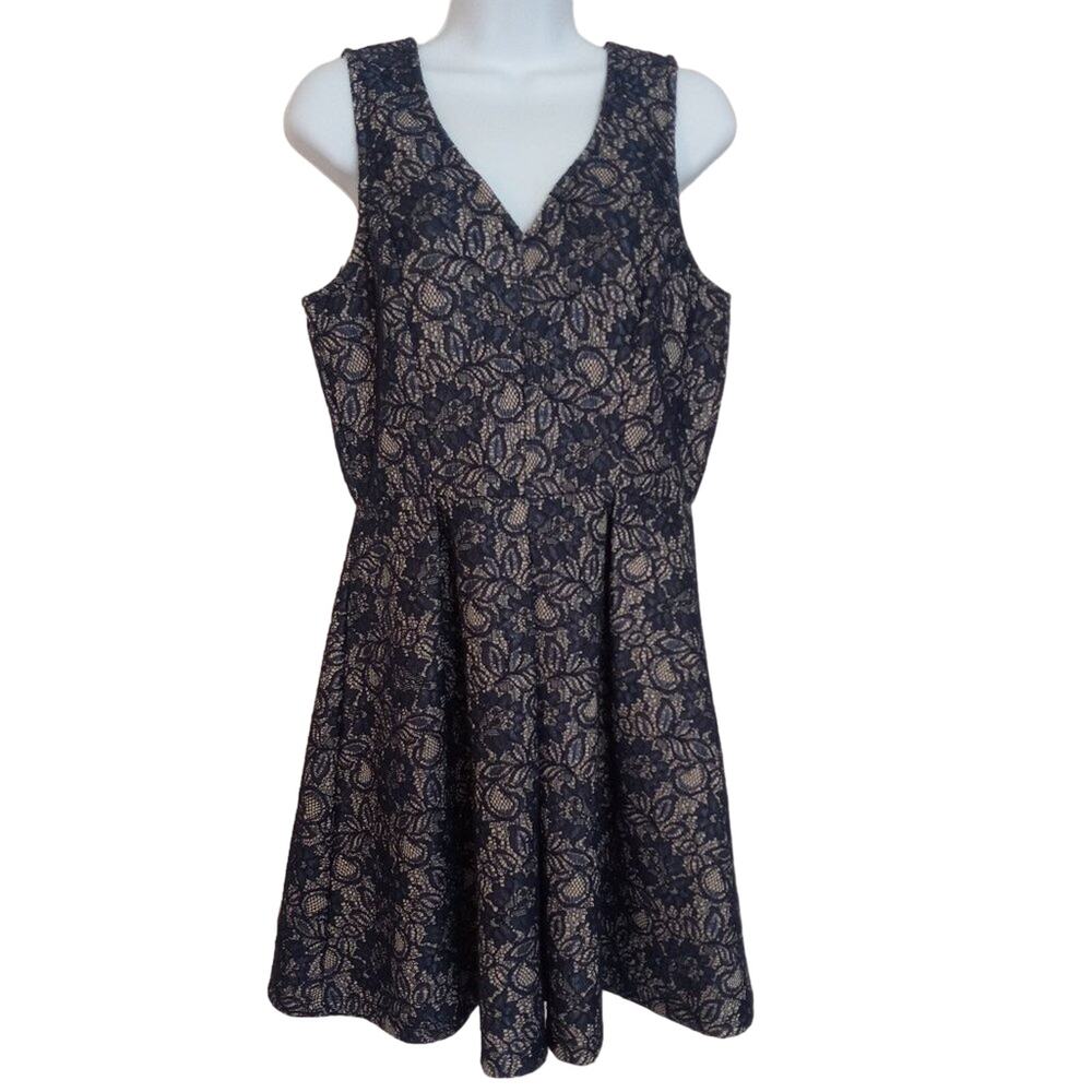 Blue Rain Lace Overlay Sleeveless Dress